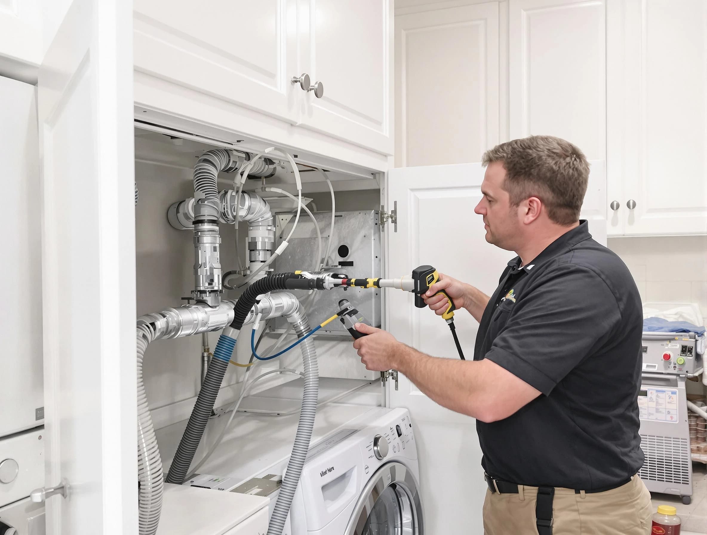 Denver Dryer Vent Cleaning professional removing severe blockage from a clogged dryer vent in Denver