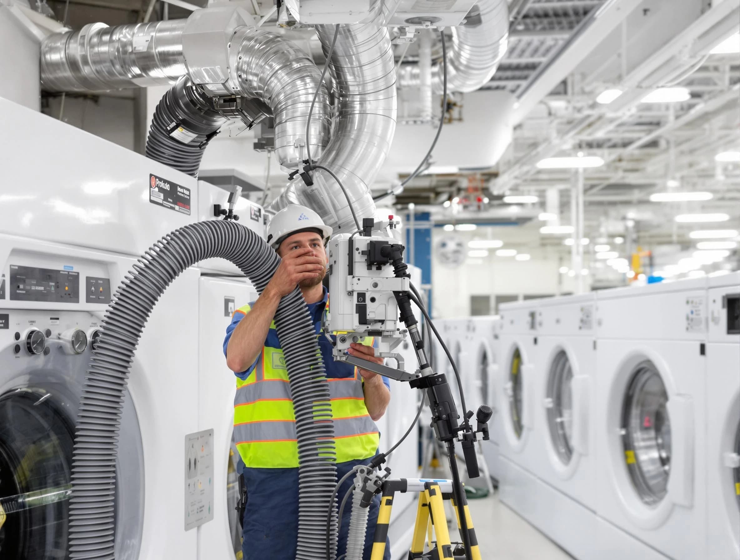 Denver Dryer Vent Cleaning team performing commercial-grade dryer vent cleaning at a business facility in Denver